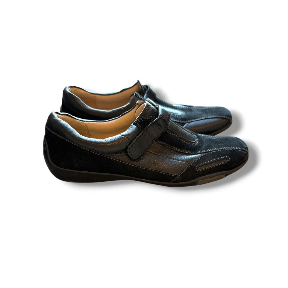 Naturalizer Carlo Loafers Womens 7.5 S Black Brown Leather Suede Hook Loop